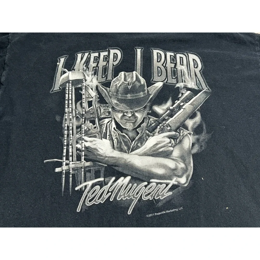 Ted Nugent T-Shirt Adult XL Black Spirit of The Wild I Keep I Beer Faded‎